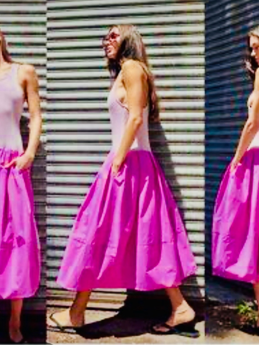 Free People Hot Pink Midi Tank Dress with Pockets